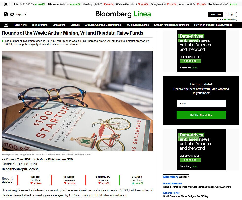 Rounds of the Week: Arthur Mining, Vai and Ruedata Raise Funds